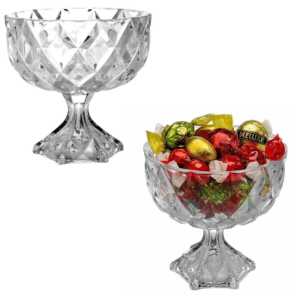 2 Bomboniere de Vidro Grande 18x18cm Baleiro Vaso Taça 1200ml