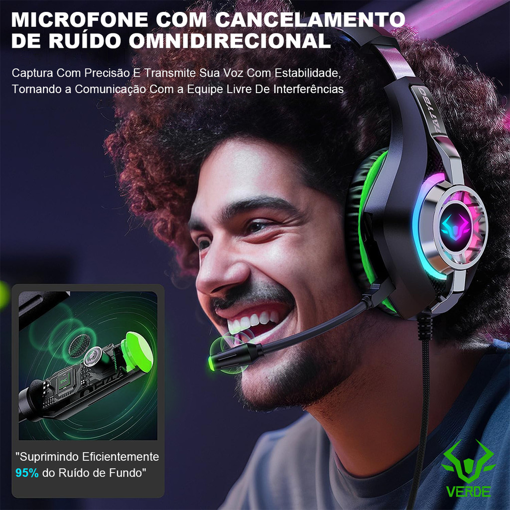 Fone Ouvido Headset Gamer Led Pc Celular Ps4 Ps5 Xbox Over — imagem 2 de 2