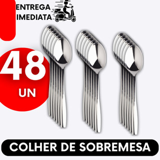 Kit Jogo Colher Sobremesa 48 Unidades Inox Resiste Alta Qualidade Tamanho Ideal Para Uso em Buffet Restaurantes em Oferta na Shopee