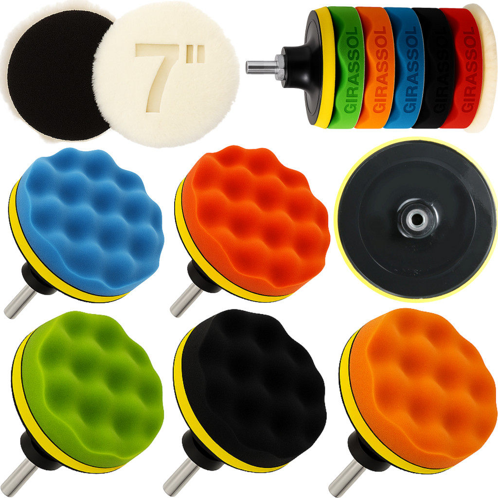 Kit 8 Peças 7 Pol. 180mm Disco Espuma Boina Lã Prato Pino M14 Polimento Automotivo KP10 em Oferta na Shopee