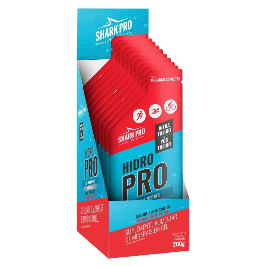 Hidro Pro Caixa C/10 Unidades De 20g Morango Silvestre Shark Pro