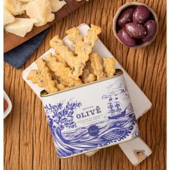 Lata Olivê Biscoito Gouda Azeitona Preta 165g | Biscoitê