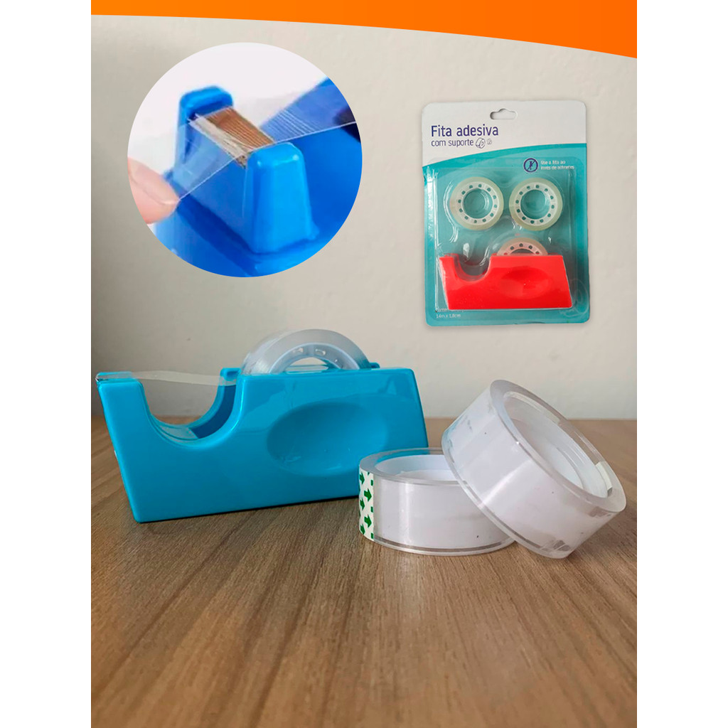 Kit 3 Mini Fitas Adesivas Com Suporte De Plástico - Vermelho e Azul Nano Shop