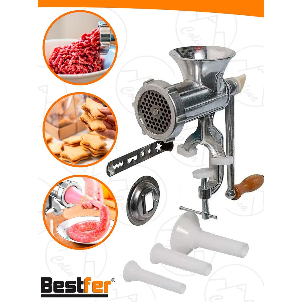 Moedor De Carne Manual N10 Máquina De Moer Faz Linguiça Artesanal Bolacha Caseira Nano Shop