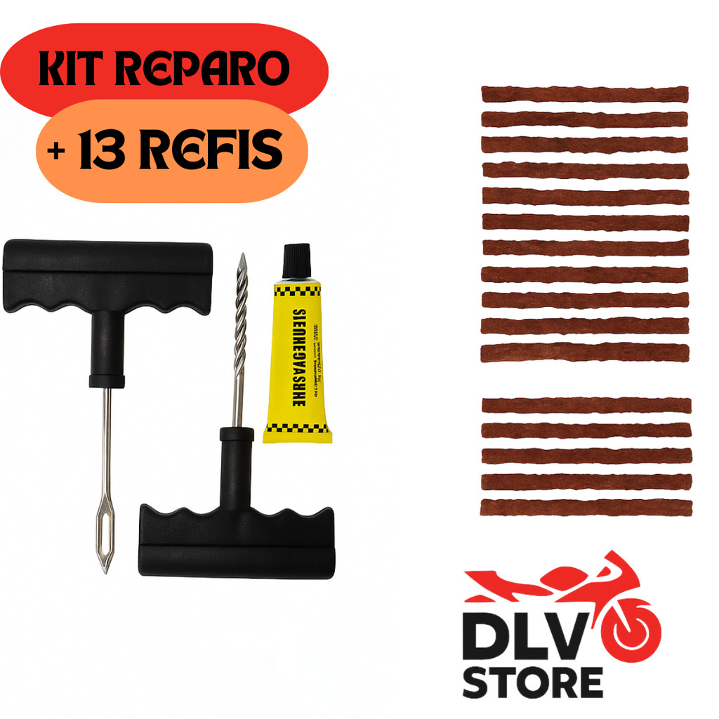 Kit Reparo Pneu Sem Camara Carro E Moto macarrão ou somete Refil Macarrão Selante Remendo