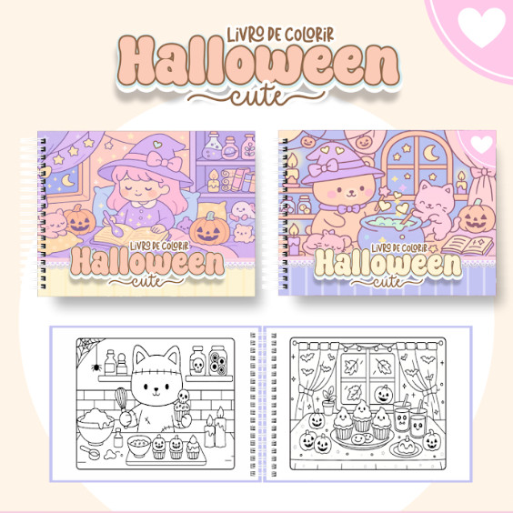 Livro de Colorir Halloween, Personalizado com o nome, Capa dura + Acetato - Envio Imediato