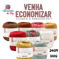 Fio/Linha Encanto Slim 240m 100g – Perfeito para Tricô, Crochê e Bordados