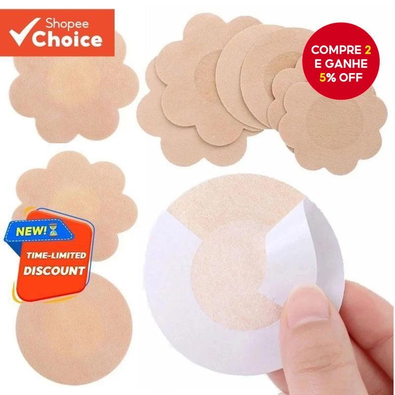 100 Pçs Adesivo De Mamilo Descartável Invisível Peito Não Tecido Sutiã Remendo De-Menos Pa...