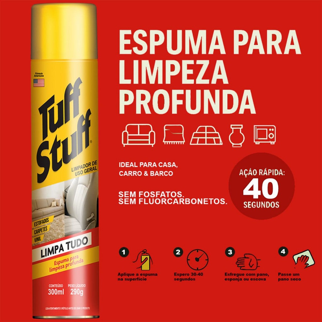 Tuff Stuff Limpa Tudo - Espuma de Limpeza Para Uso Geral Casa Carro Roupa Sofá Estofado - STP