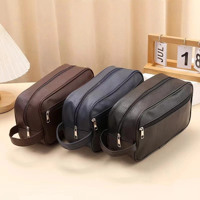 NNecessaire Organizadora Bolsa de Mão em Couro Sintético Espaçosa Ideal para Viagem e Uso Diário Bosco.Laja em Oferta na Shopee