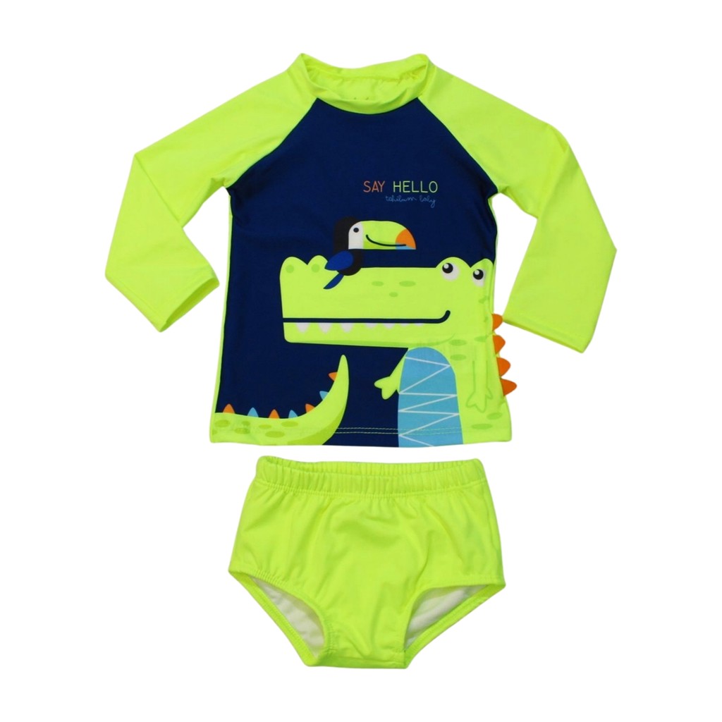 Conjunto Infantil Camiseta Manga Longa Jacaré e Sunga 43823 - Kamylus