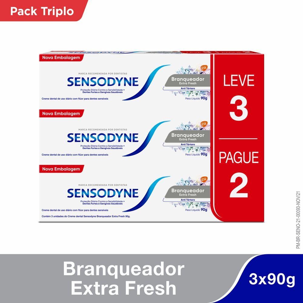 KIT LEVE 3 PAGUE 2 SENSODYNE BRANQUEADOR EXTRA FRESH PASTA DE DENTE PARA  DENTES SENSÍVEIS 90G em Oferta na Shopee