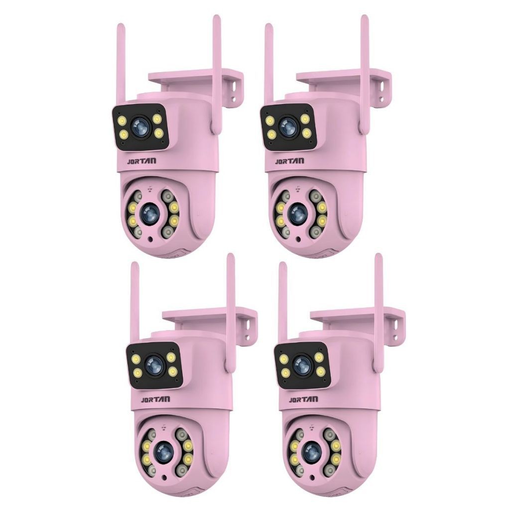 Kit 4 Câmera De Segurança a Prova de água Lente Dupla APP YOOSEE IP66 Camera IP WiFi 360 Cor Rosa
