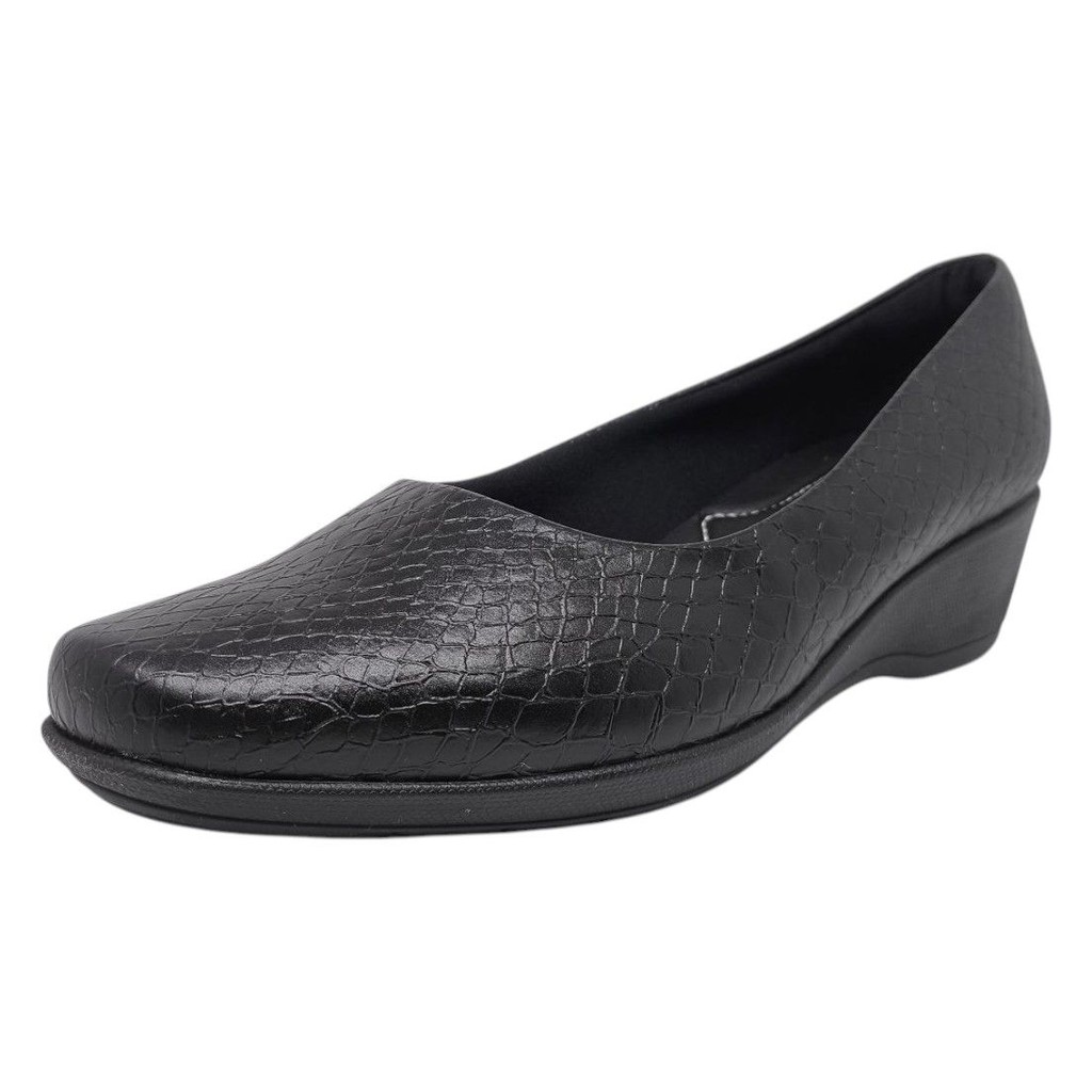 Sapato Feminino Conforto Escamado Anabela Baixo Piccadilly