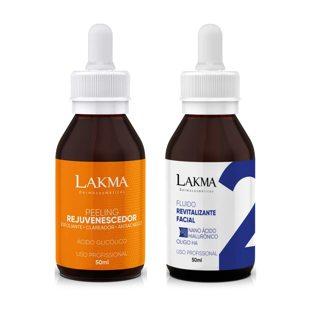 Kit Peeling Rejuvenescedor Ácido Glicólico e Fluido Ácido Hialurônico Lakma