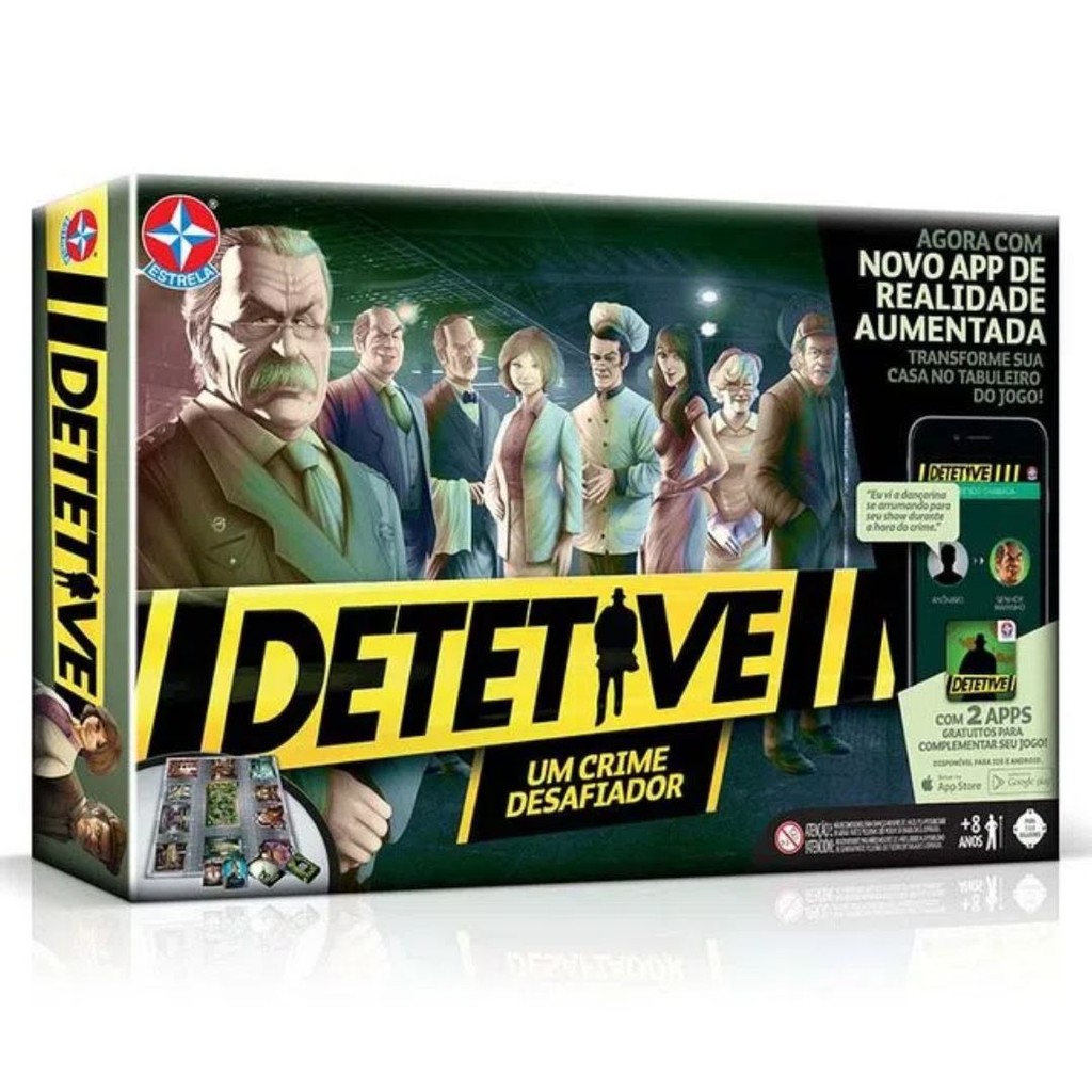 Jogo Detetive Estrela Clássico Tabuleiro Suspense Mistério 3 a 8 Jogadores