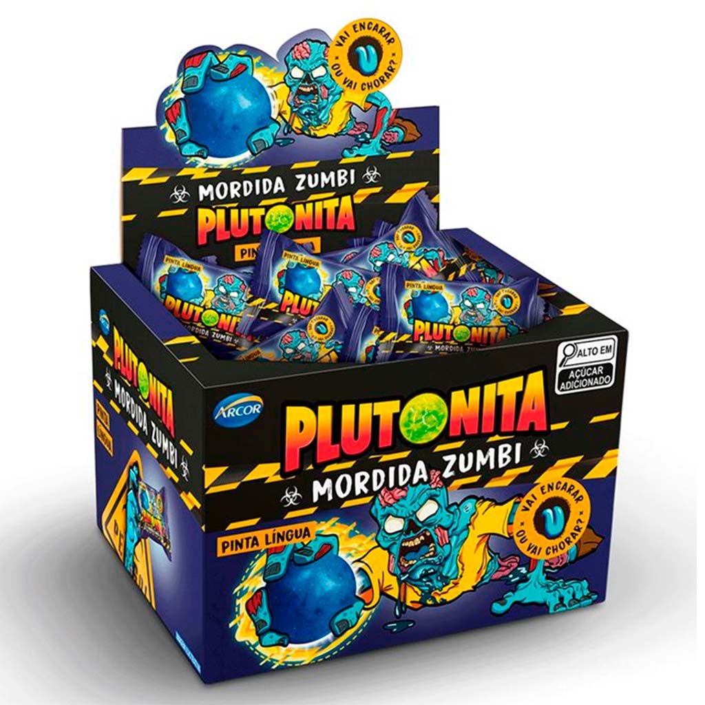 Chiclete Plutonita Mordida Zumbi Pinta Lingua 180g - Arcor em Oferta na Shopee