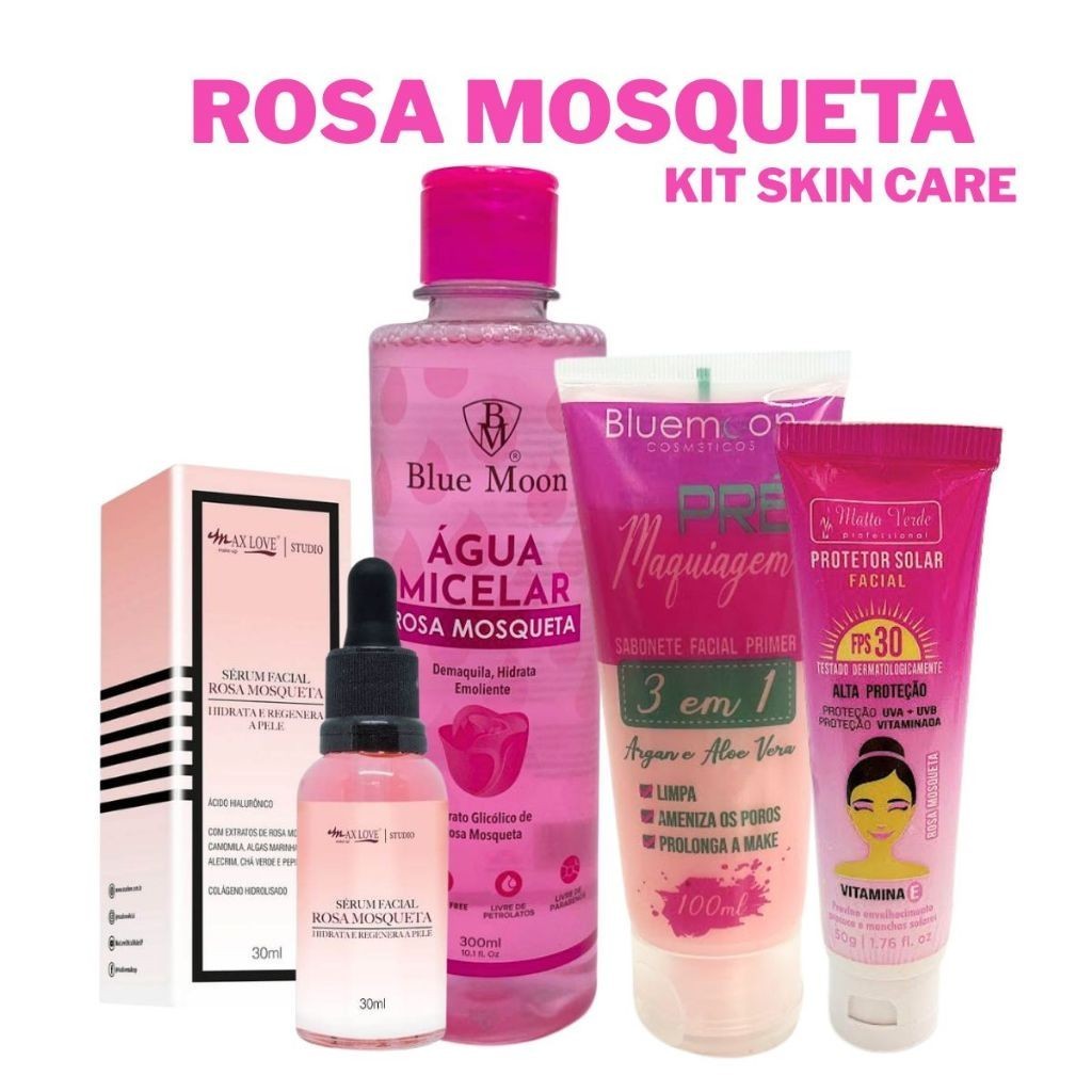 Kit skin care Completo beleza facial skin care cuidado facial Produtos de skin care Rosa Mosqueta