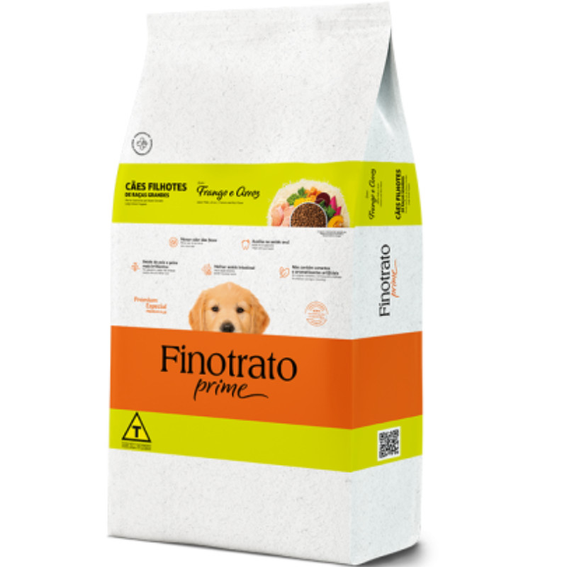 Ração Finotrato Prime Frango e Arroz para Cães Filhotes de Raças Grandes - 15 Kg