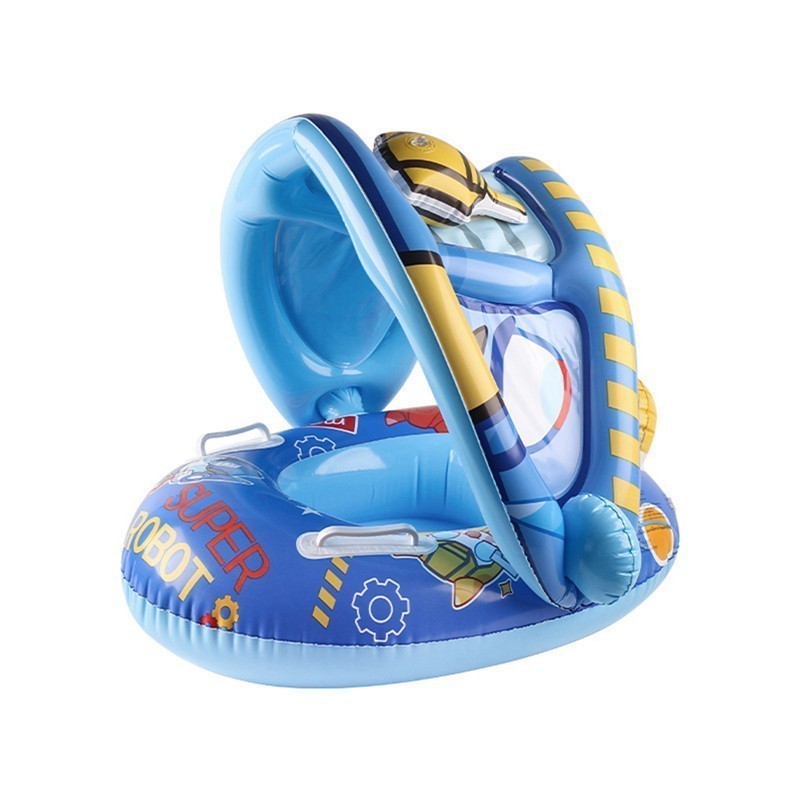 Boia Infantil Com Proteção Solar Cobertura Bote Bebe Piscina