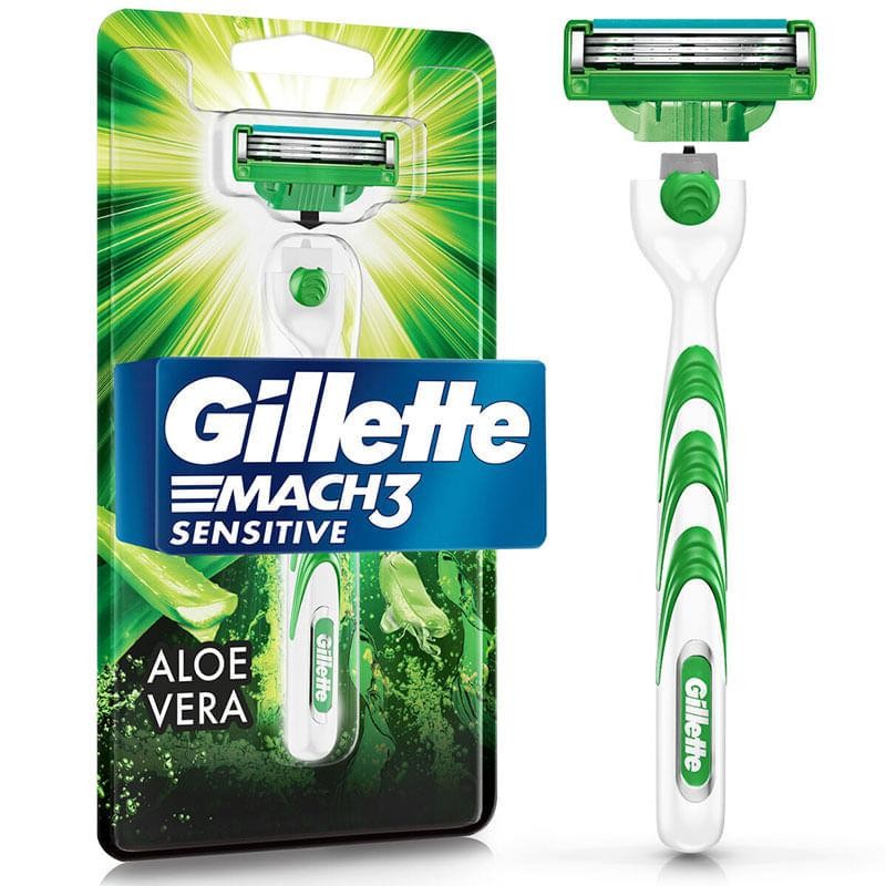 Aparelho de Barbear Recarregável Gillette Mach3 Sensitive 1 Unidade em Oferta na Shopee