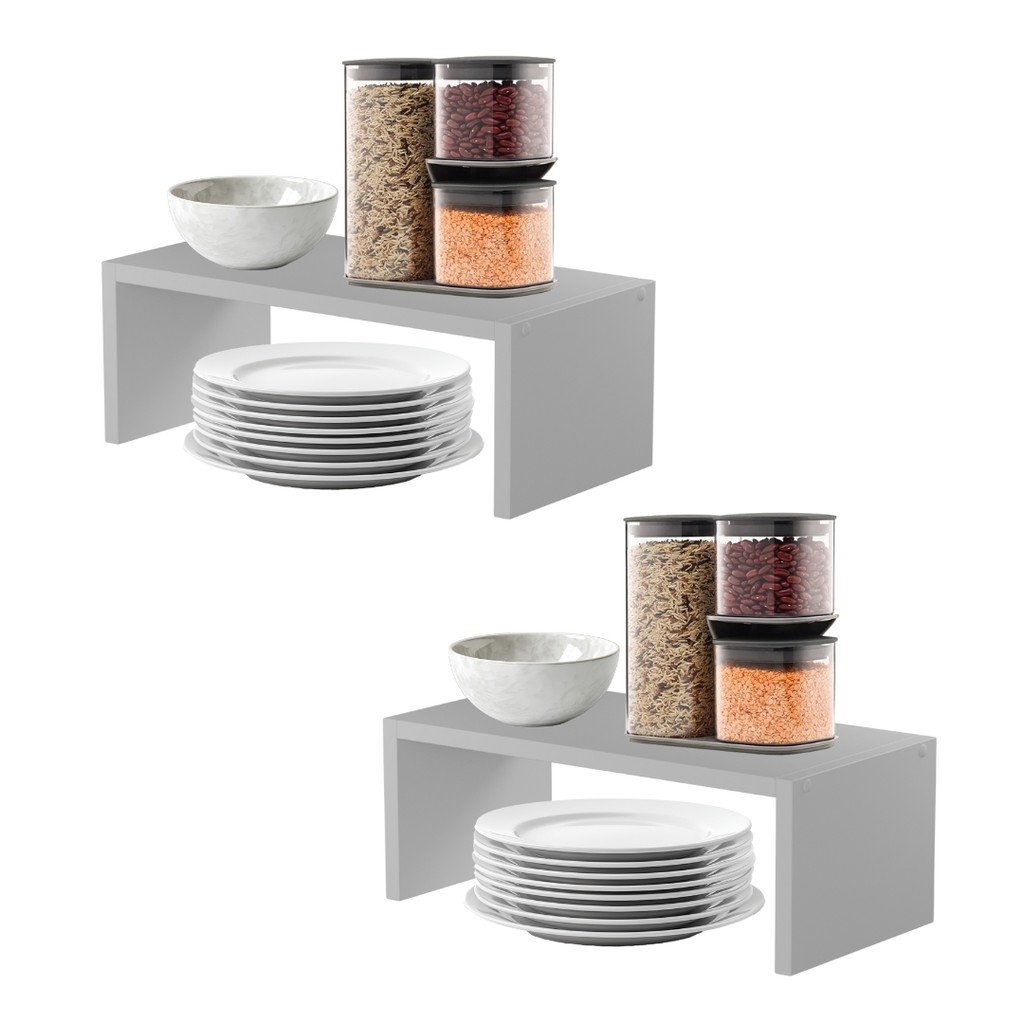 Kit 2 Organizador Médio Prateleira Divisória de Armário Cozinha Para Pratos Copo Compras MDF Branco em Oferta na Shopee
