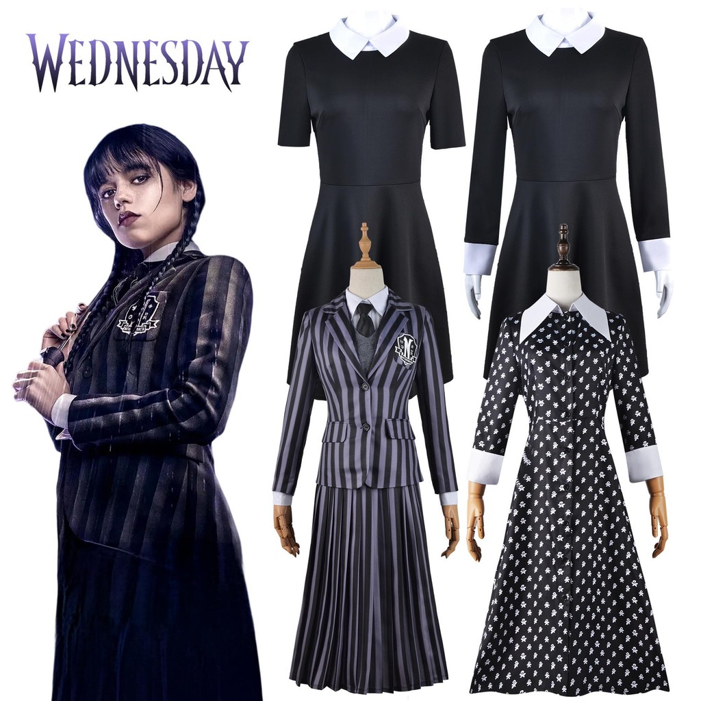 Conjunto de Vestido de Uniforme Escolar de Wednesday Addams - Fantasia de Cosplay da Nevermore Academy para Mulheres Adu em Oferta na Shopee
