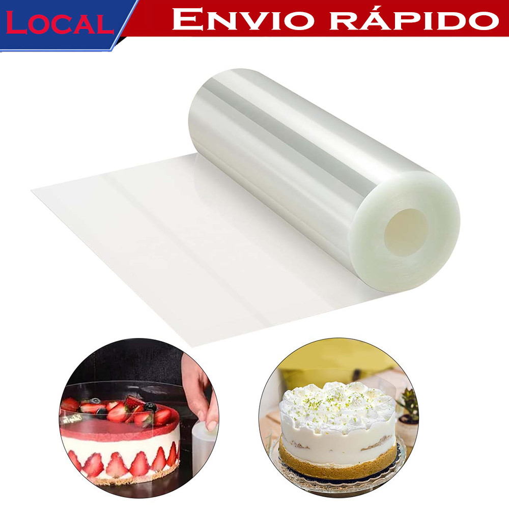 Rolo de acetato transparente 10cm x 10m decoração – Borda Circundante, para Bolos e Sobremesas, Fácil de Usar
