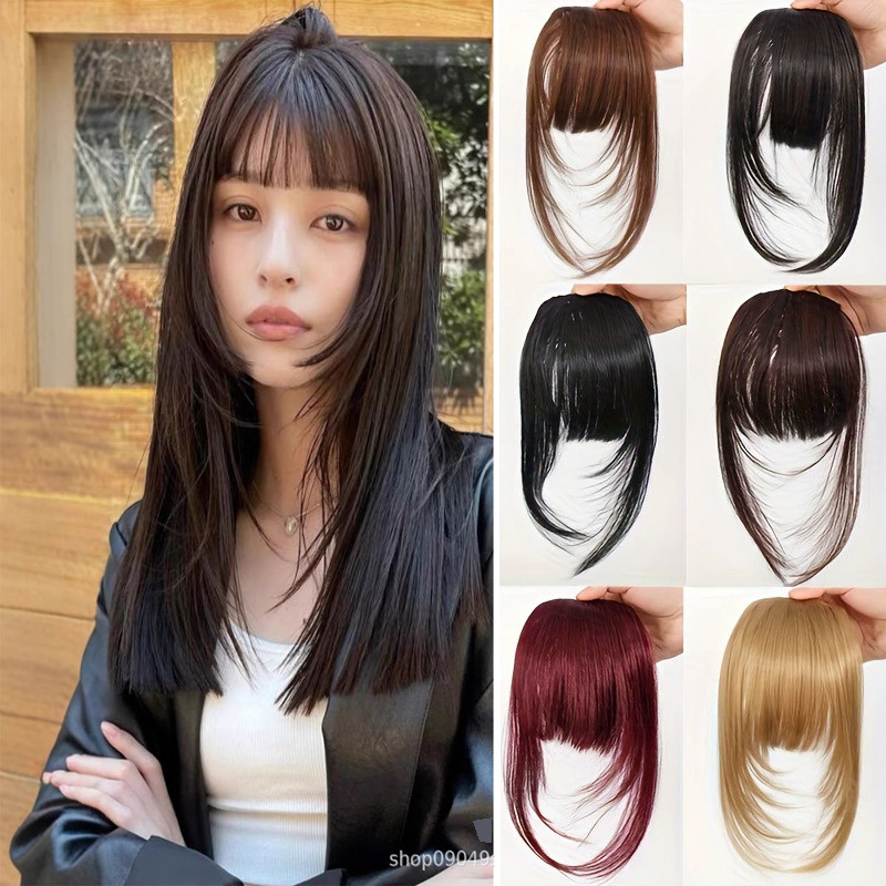 Franja Sintética Reta Natural Sem Corte , Fibra De Alta Temperatura , Marrom , Feminina , Completa Com De Cabelo , 12 Ta em Oferta na Shopee