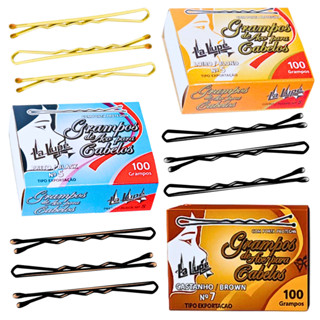 Kit 100 Grampos De Cabelo Nº 5 Loiro Castanho Preto La Lupe Penteados em Oferta na Shopee