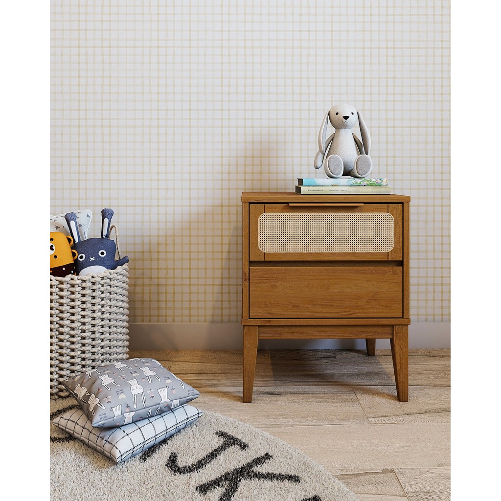 Mesa de Cabeceira 2 Gavetas Madeira Maciça Viena  1 em Oferta na Shopee