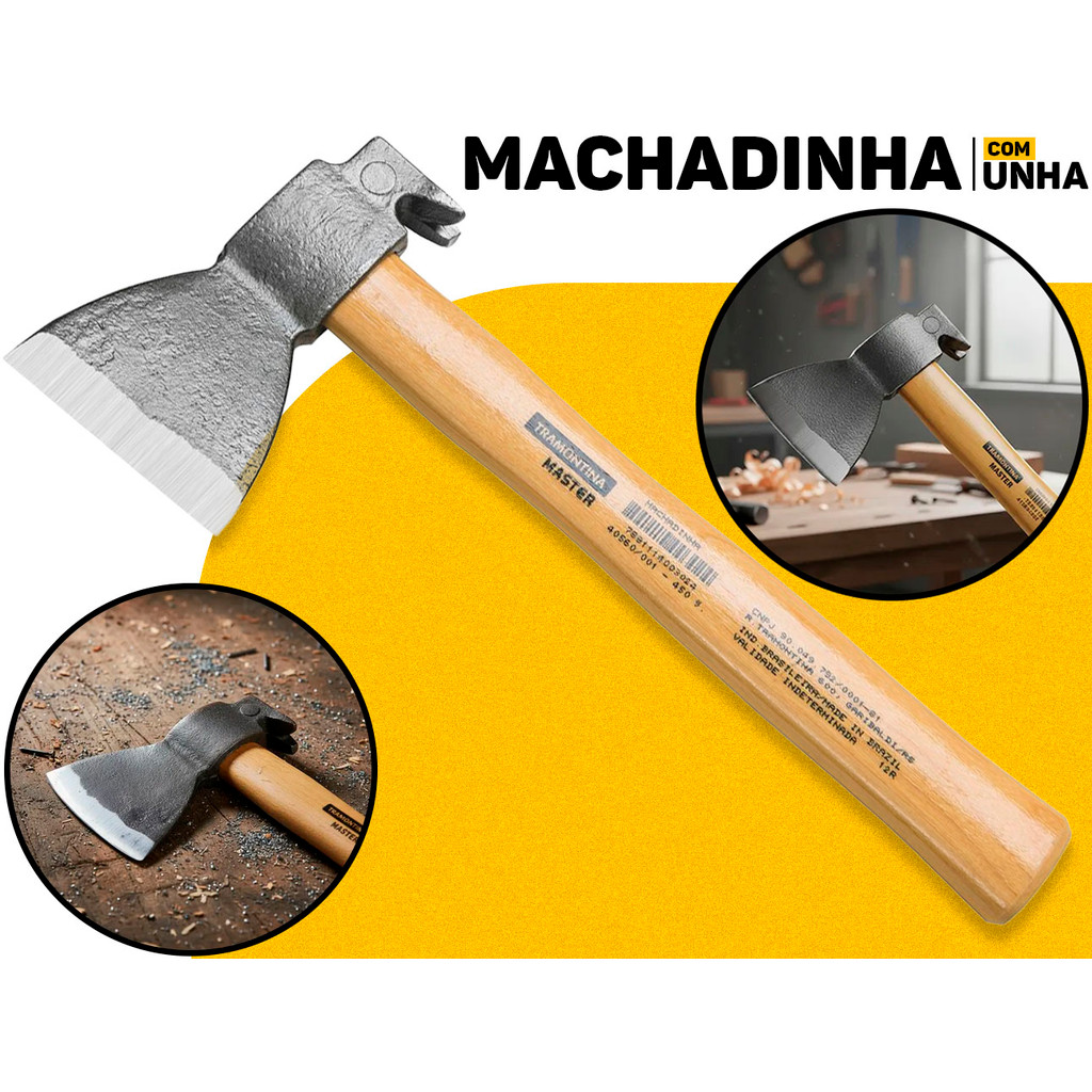 Machado Machadinha 450g Tramontina C/ Unha Cabo De Madeira Lenhador P/ Carpintaria Obras Jardinagem em Oferta na Shopee