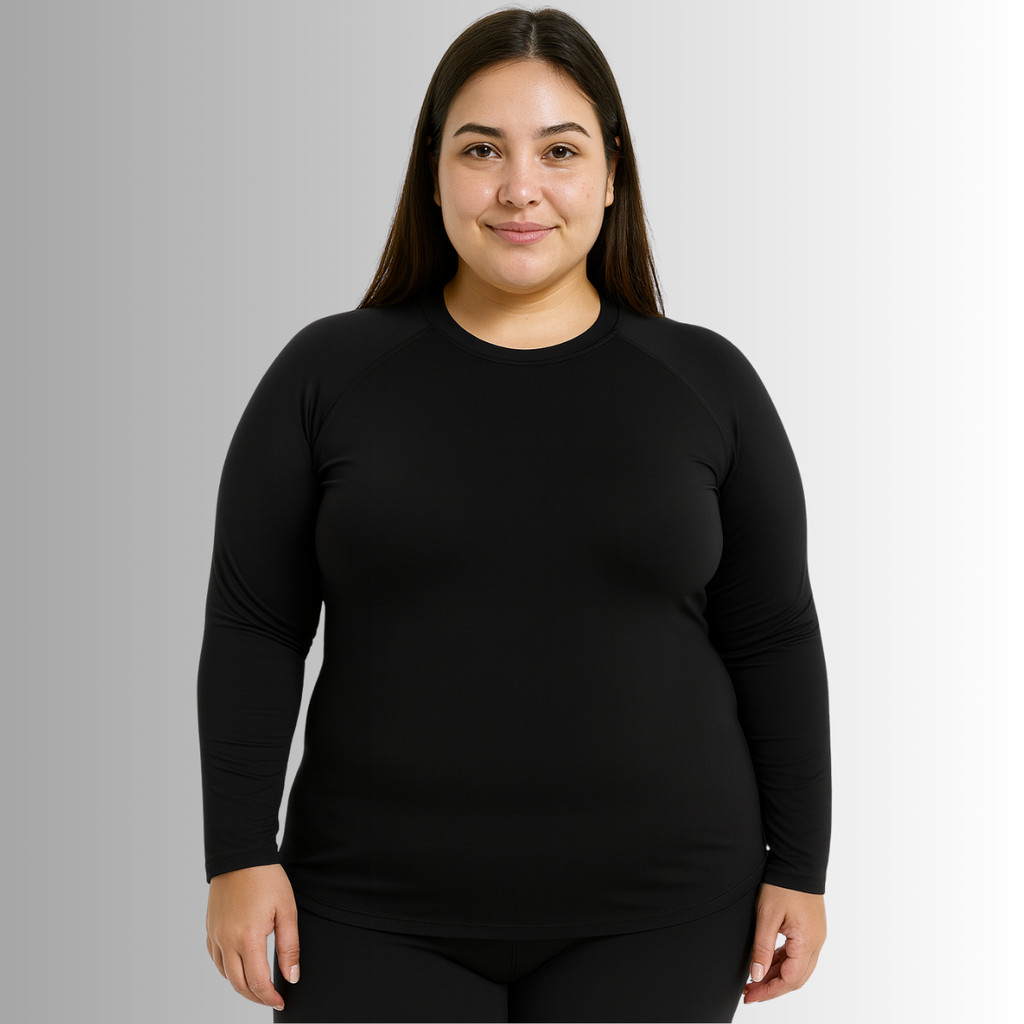Camisa Feminina Camiseta Térmica Segunda Pele Plus Size Proteção Solar 50+ Várias Cores Plus