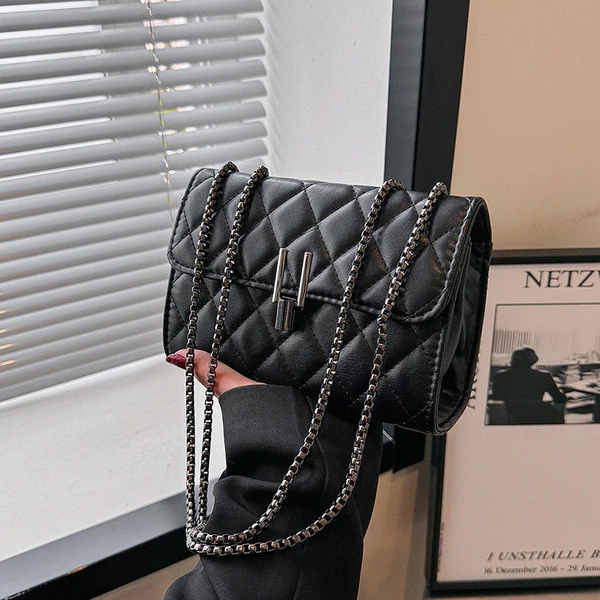 Bolsa de ombro elegante e versátil para mulheres com elegante bordado de corrente de diamante