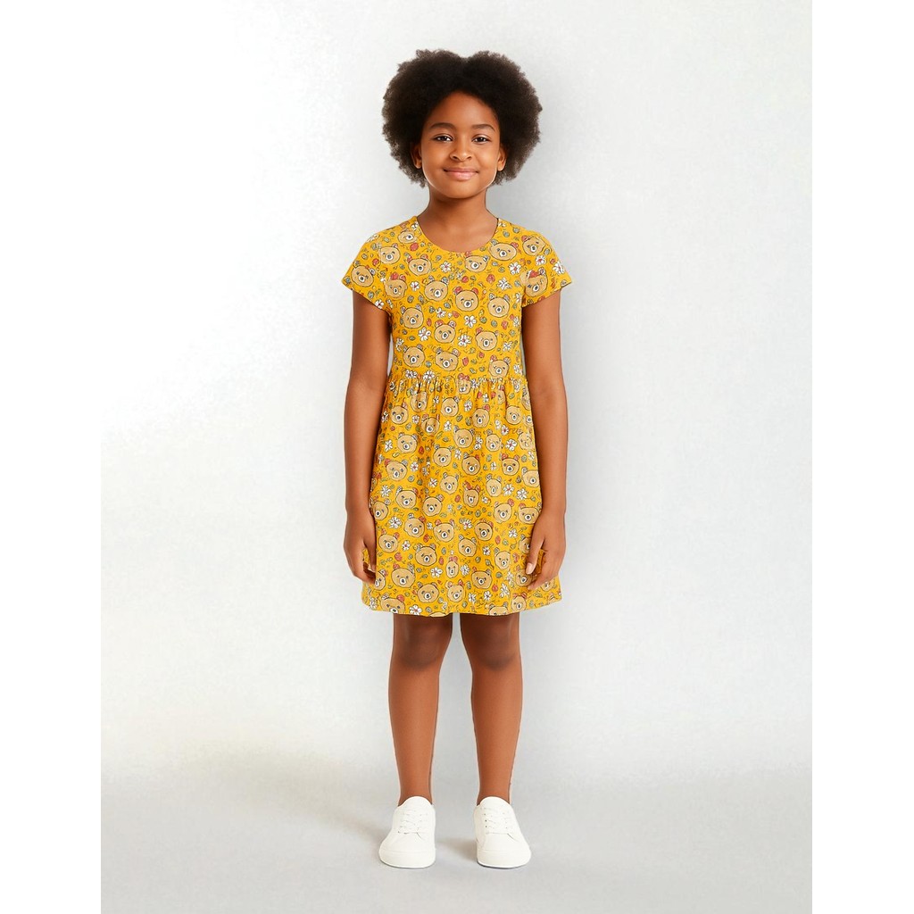Kit 2 Vestidos Juvenis Algodão Com Elastano Estampados Fresquinhos Confortáveis Para Meninas 10 A 16