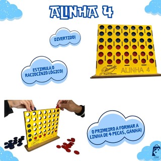 Jogo Alinha 4 Em Madeira 42 Peças Jogo De Dupla Diversão Em Família - ENVIO RÁPIDO