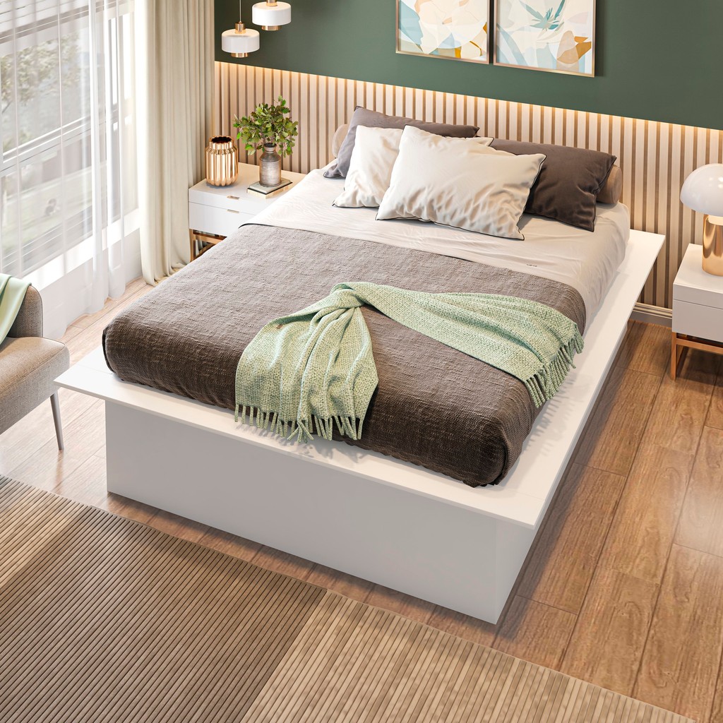 Cama Casal/Queen Adulto Ária 165CMX200CMX41CM Yescasa Branco Branco
