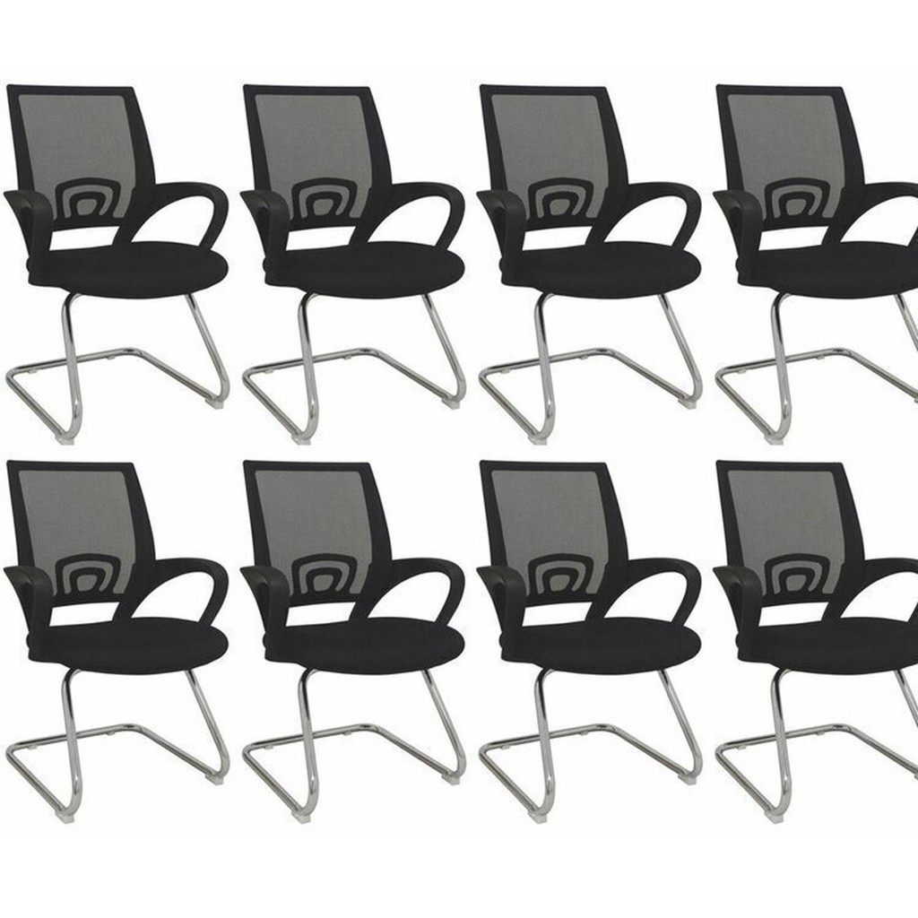 Kit 8 Cadeiras para Escritório Interlocutor Fixa Tela Mesh Cadeira Interlocutor