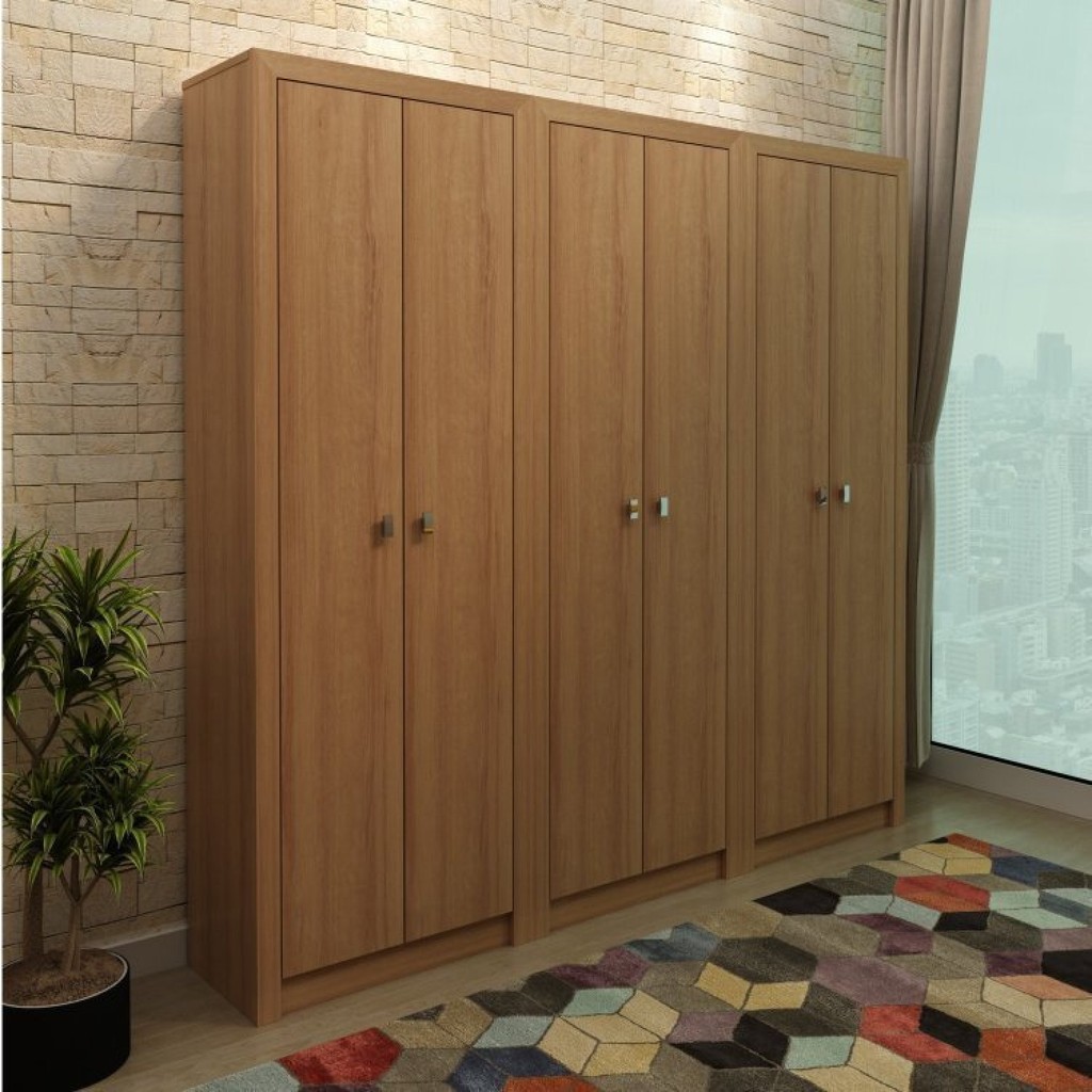 Kit 3 Armários para Escritório 2 Portas ME4105 Tecno Mobili Espresso Móveis Amendoa em Oferta na Shopee