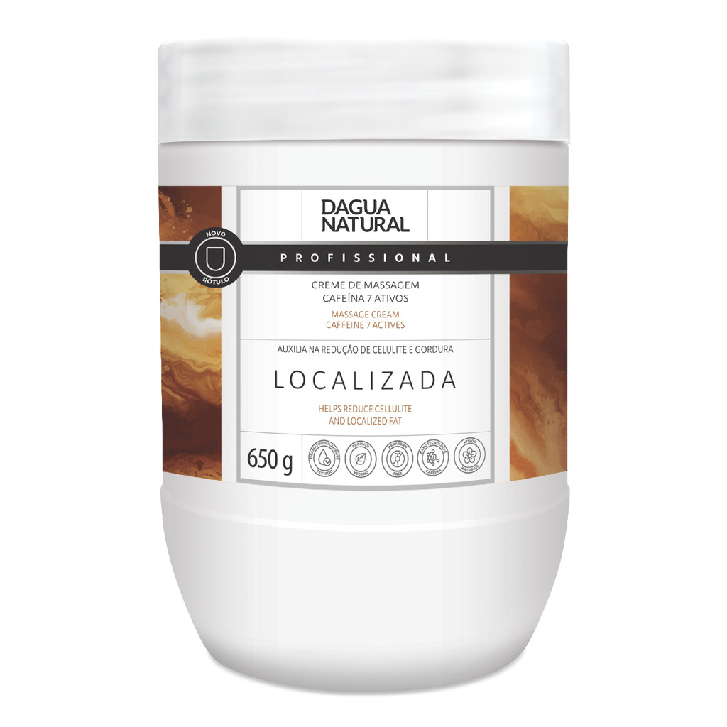Creme Cafeína 7 Ativos Dagua Natural 650g para Massagem Modeladora Redução de Medidas e Celulite