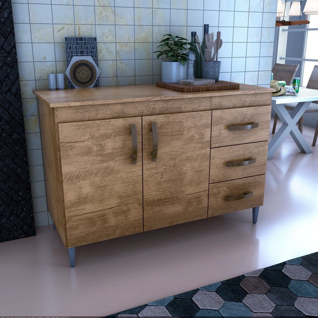 Balcão Gabinete de Pia sem Tampo 118cm X 80cm Karina em Oferta na Shopee