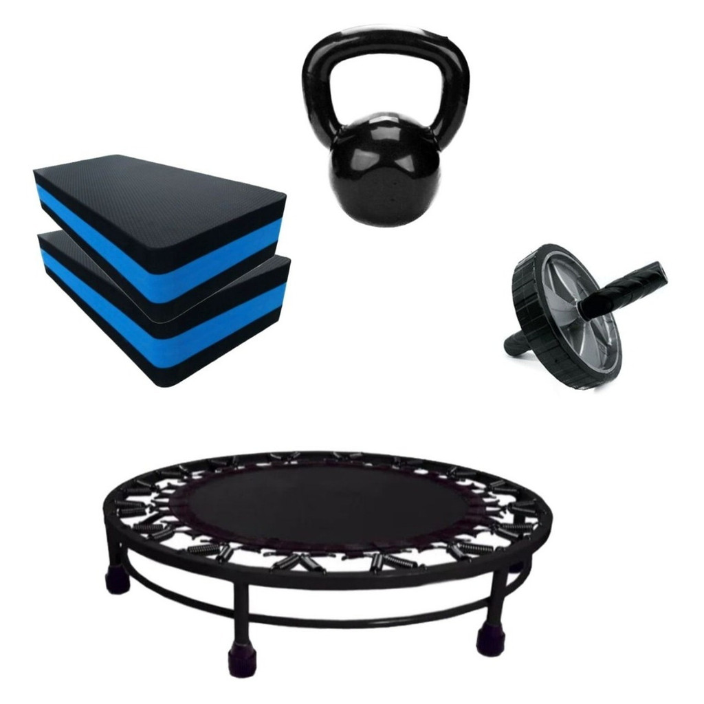 Kit Aeróbico Fitness - Jump + Roda + Kettlebell + 2 Step