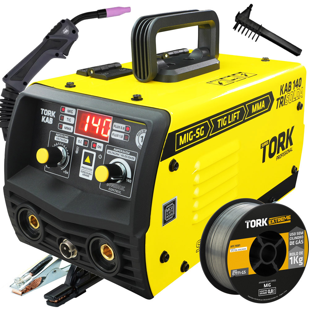 Inversor de Solda Tri Solda 3 em 1 Eletrodo Mig Tig + Arame de brinde Super Tork em Oferta na Shopee