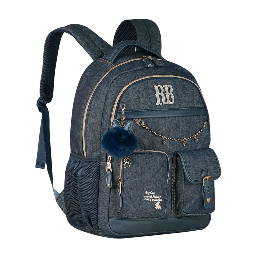 Mochila Costas Rebecca Bonbon Jeans Notebook Escolar Juvenil