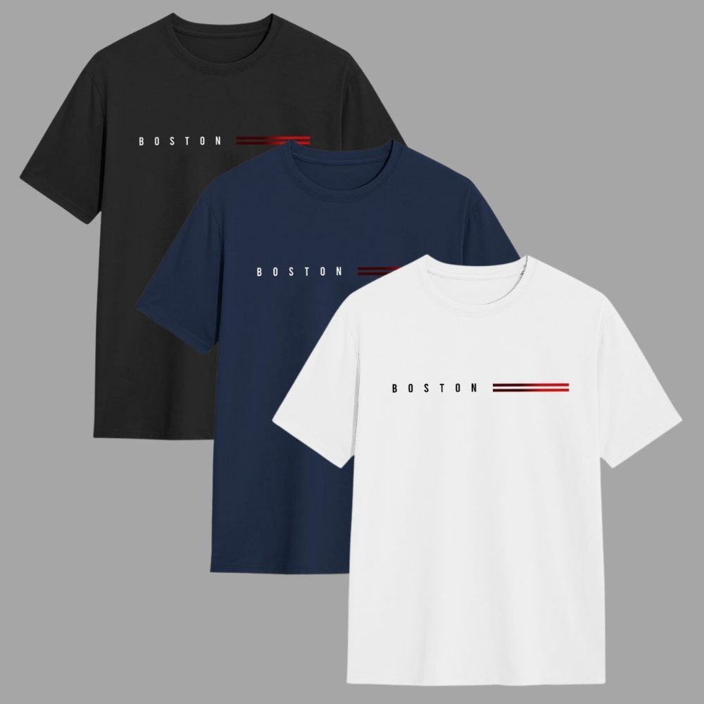 Kit 3 Camisetas Masculinas Boston Camisa Fio 30.1 Blusa 100% Algodão Gola Redonda Varias Cores PREMIUM em Oferta na Shopee