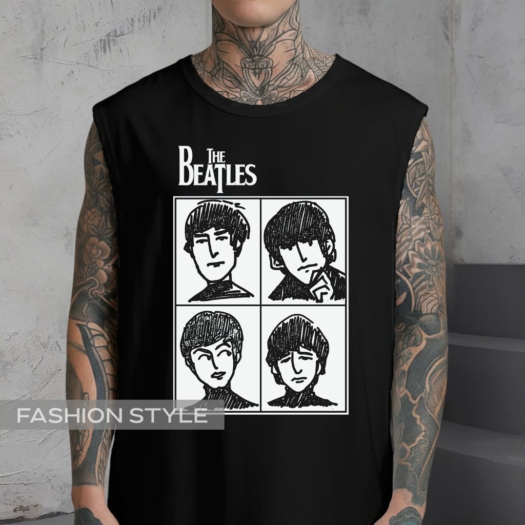 Regata Oversized The Beatles Rock Clássico Membros Banda Regata Machão Blusa Cavada