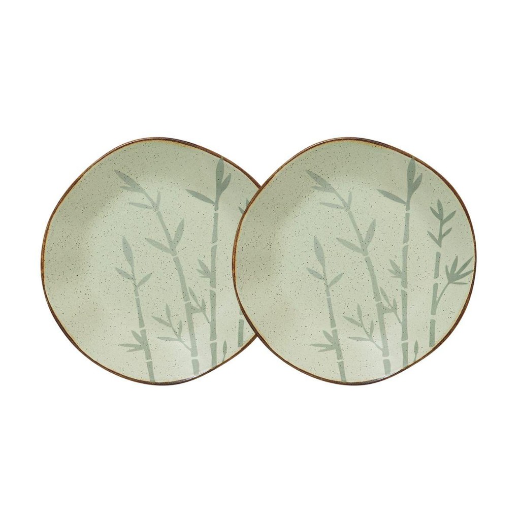 Conjunto 2 Pratos Fundos 22,5 cm Ryo Bambu Porcelana Oxford em Oferta na Shopee