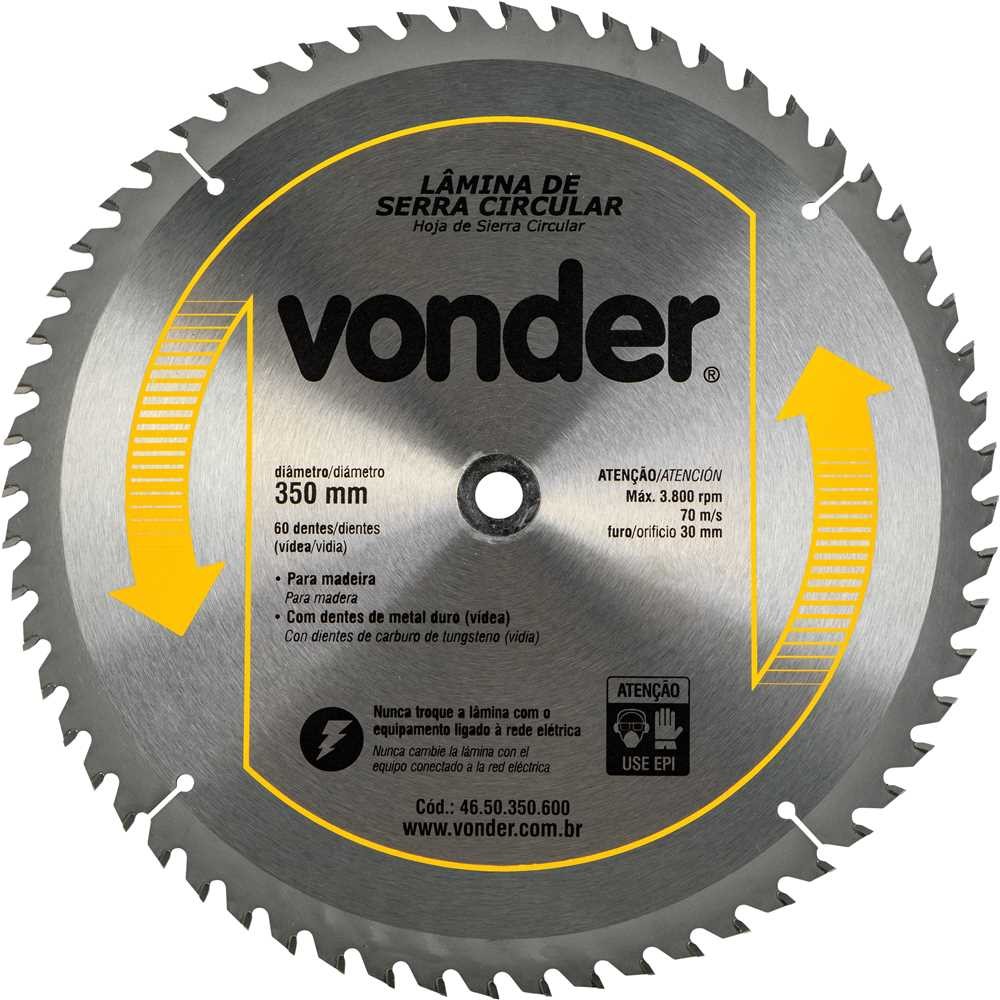 Lâmina de Serra Circular C/ dentes 350x30mm 60 dentes VONDER em Oferta na Shopee