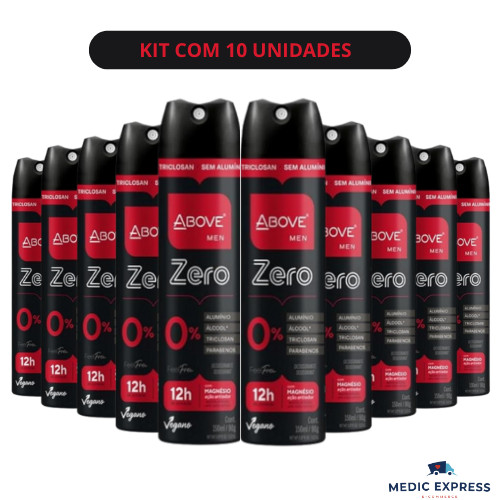 Kit com 10 Desodorante Antitranspirante Sem Alumínio | Above - Zero Men 150 ML
