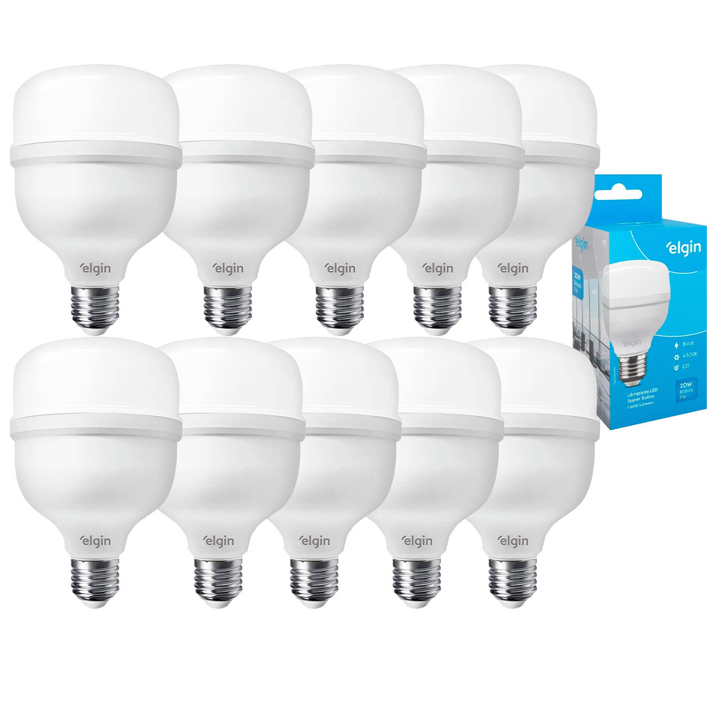Lâmpadas Bulbo Led Alta Potencia 20w Elgin 6500k Luz Branca Bivolt Kit 2 a 10 Lâmpadas Monte Seu Kit em Oferta na Shopee
